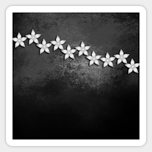 Spectacular silver flowers on black grunge texture Sticker